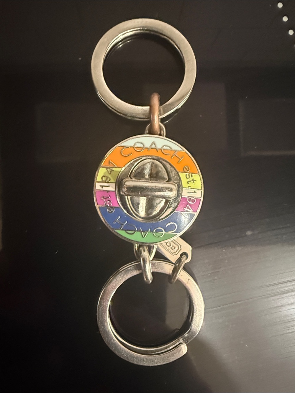 COACH Rainbow Enamel Turnlock Keyring